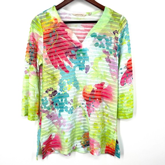 Soft Surroundings Tops - Soft Surroundings Size Small Neon Rainbow Summer Blouse Shirt Top Beach